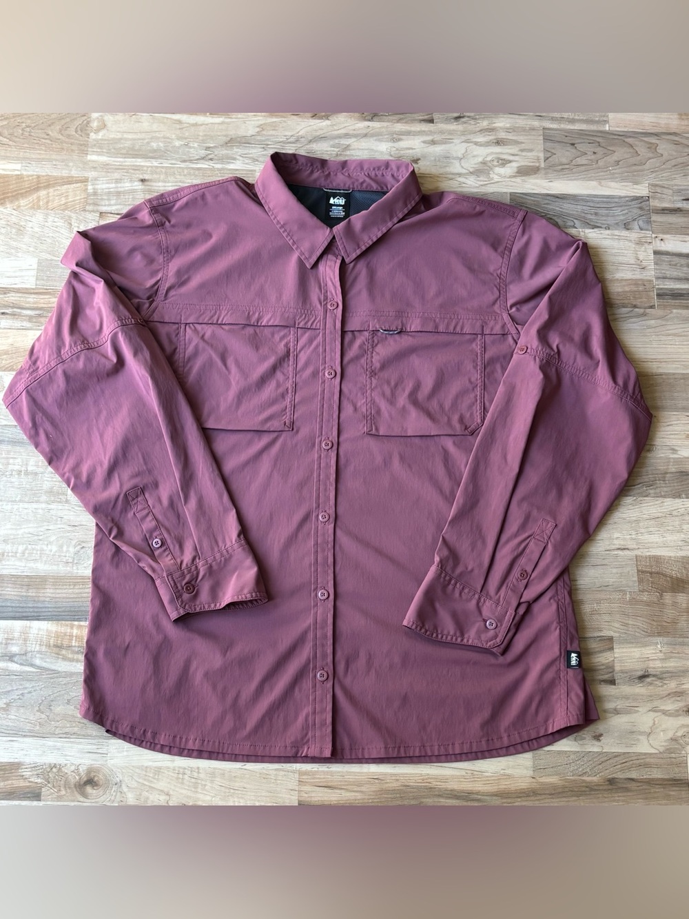 REI Women's Sahara Long Sleeve Button-Down Shirt Mauve 2XLarge Hiking Utility